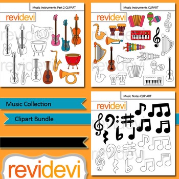 Preview of Music clip art: Music collection clipart bundle (3 packs)