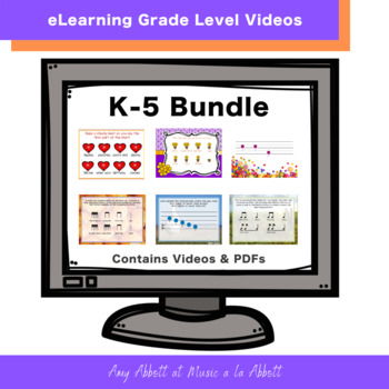 Preview of Music eLearning: K-5 Grade Level Concept Videos and PDFs
