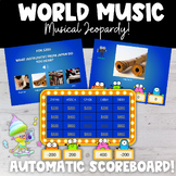 World Multicultural Music Jeopardy Game Show with Scoreboa