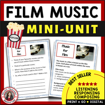Preview of Music in Film Lesson Plans Activities & Worksheets - Middle School General Music