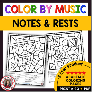 Preview of Music Activities - Music Coloring Pages - Notes and Rests - Elementary Music