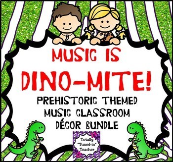 Preview of Music Classroom Decor Bundle:  Music is DINO-mite