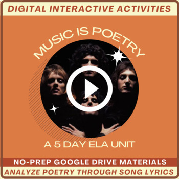 Preview of Music is Poetry: 5-Day Unit | High-Interest Poetry Analysis | Digital & Print