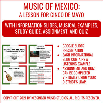 Preview of Music of Mexico: Lesson, Study Guide, Assignment, and Quiz - Google Slides