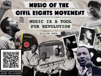 Preview of Music of the Civil Rights Movement: Classroom Poster & QR Code Playlist