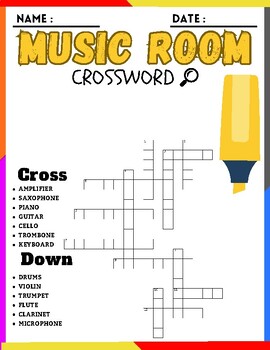 Music room CrossWord Puzzle Activities by Kids shelves | TPT