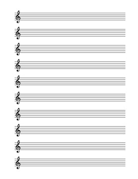 Preview of Music sheet blank with treble clef, large staff