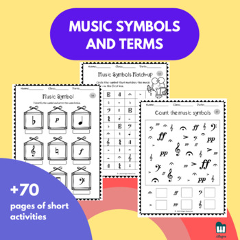 Preview of Music symbols and terms (+70 music worksheets)