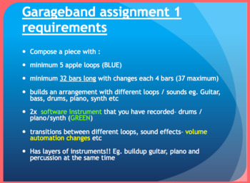 Preview of Music technology - Garageband powerpoint and projects