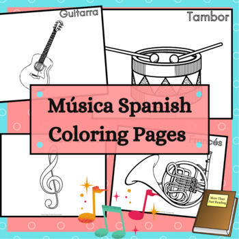 Preview of Musica Spanish Music Coloring Pages to teach Vocabulary Words