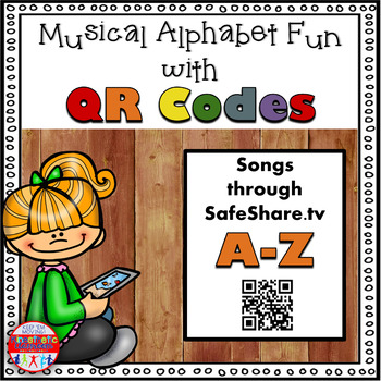 Preview of Alphabet Activities Musical QR Code Task Cards