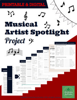 Preview of Musical Artist Spotlight Project for Intermediate and Senior Music Classes