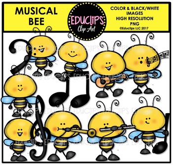 Preview of Musical Bee Clip Art Bundle {Educlips Clipart}