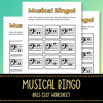 Preview of Musical Bingo Bass Clef - Music Theory lass Learning Method - Ear Training