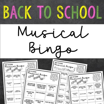Preview of Musical Bingo Card - Back To School (First Day of Music)