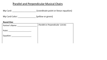 Preview of Musical Chairs Activity - parallel and perpendicular lines *easier version