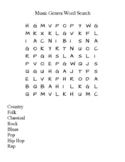 Musical Genres Word Search Pack