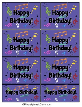 Preview of Musical Happy Birthday Labels/Tags in English and Spanish!