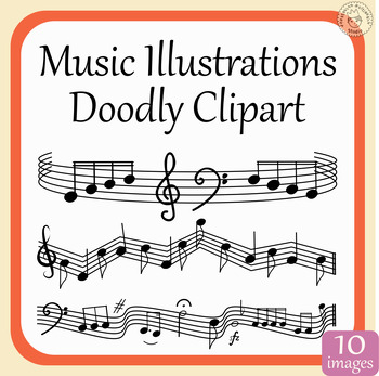 Preview of Musical Illustrations Doodly Clipart | Sketch-Style Music Notation Graphics