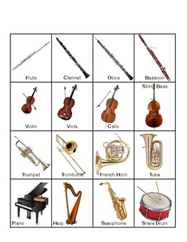Musical Instrument Bingo by WoodfordMusic | TPT