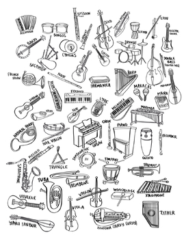 Preview of Musical Instrument Coloring Page