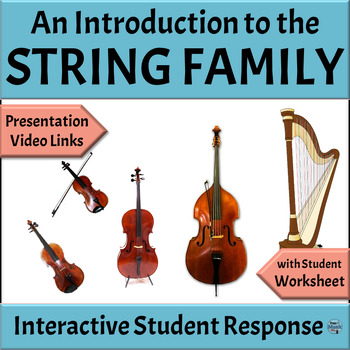 Preview of Musical Instrument Families Presentation and Worksheet - String Family
