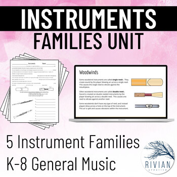 Preview of Musical Instrument Families Unit Print & Digital