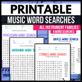 Musical Instrument Families Word Searches [4 Printable Wor