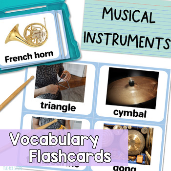 Preview of Musical Instrument Vocabulary Flashcards for ESL Speech Music Class Real Photos