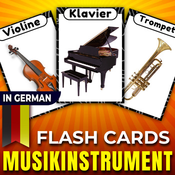 Preview of Musical Instrument Flash Cards in German,cute Real Pictures, Vocabulary