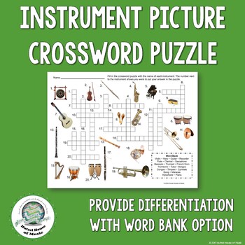 Musical Instrument Identification Picture Crossword Puzzle Sub Friendly