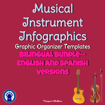 Preview of Musical Instrument Infographic Template Graphic Organizer Bilingual Bundle