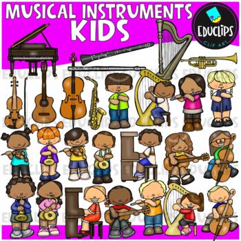 Preview of Musical Instrument Kids Clip Art Set {Educlips Clipart}