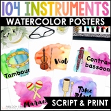 Music Classroom Decor - Rainbow Watercolor Musical Instrum
