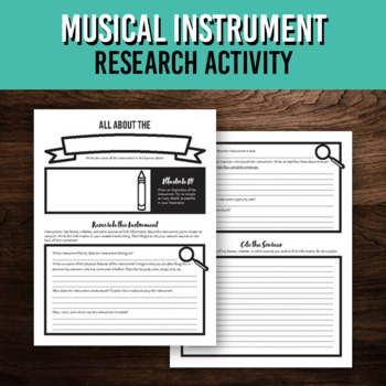 Preview of Musical Instrument Research Project | Music Class Activity | Printable Worksheet