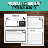 Musical Instrument Research Project | Music Class Activity
