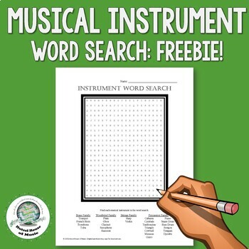 Preview of Musical Instrument Word Search FREEBIE