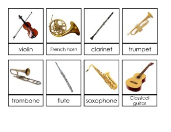 Preview of Musical Instruments 3-Part Cards