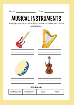 Preview of Musical Instruments - Activity - 4 pages of learn
