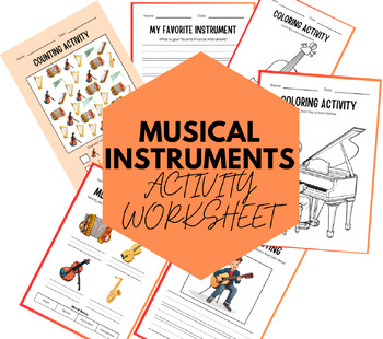 Preview of Musical Instruments Activity Worksheets - Fun and Colorful for Kids