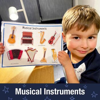 Preview of Musical Instruments Busy Book, Musical Instruments Matching Worksheets