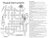Musical Instruments - Crossword Puzzle - Reproducible - Mu