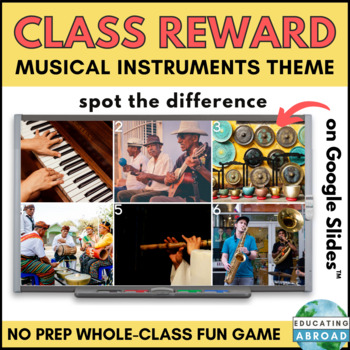 Preview of Musical Instruments Digital Activity on Google Slides | Spot the Difference Game