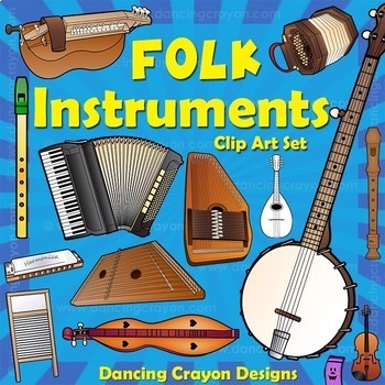 Preview of Musical Instruments Clip Art: Folk Instruments