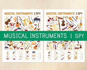 Preview of Musical Instruments I Spy, Look and Find, Counting Game, Music School, No Prep