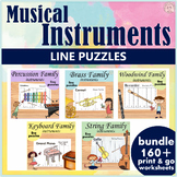 Musical Instruments Line Puzzles Bundle | Coloring Pages
