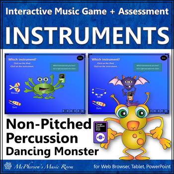 Preview of Musical Instruments Non-Pitched Percussion Interactive Music Game {Monsters}