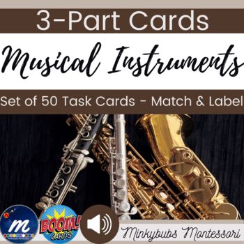 Preview of Musical Instruments Orchestra and Band 3-Part Cards Montessori