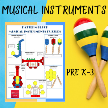 Preview of Musical Instruments Pattern Block Mat Printables & Worksheets