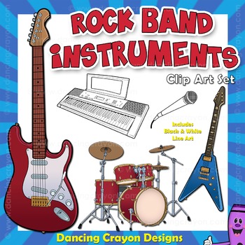 Preview of Musical Instruments Clip Art: Rock Band Clipart
